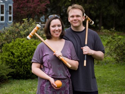 Playing croquet