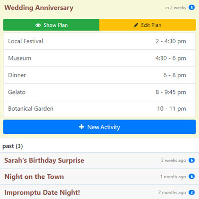 Plan your date nights with our Date Planner