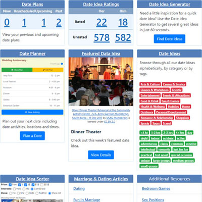 Dating Dashboard - all the tools you need to plan and go out for date night